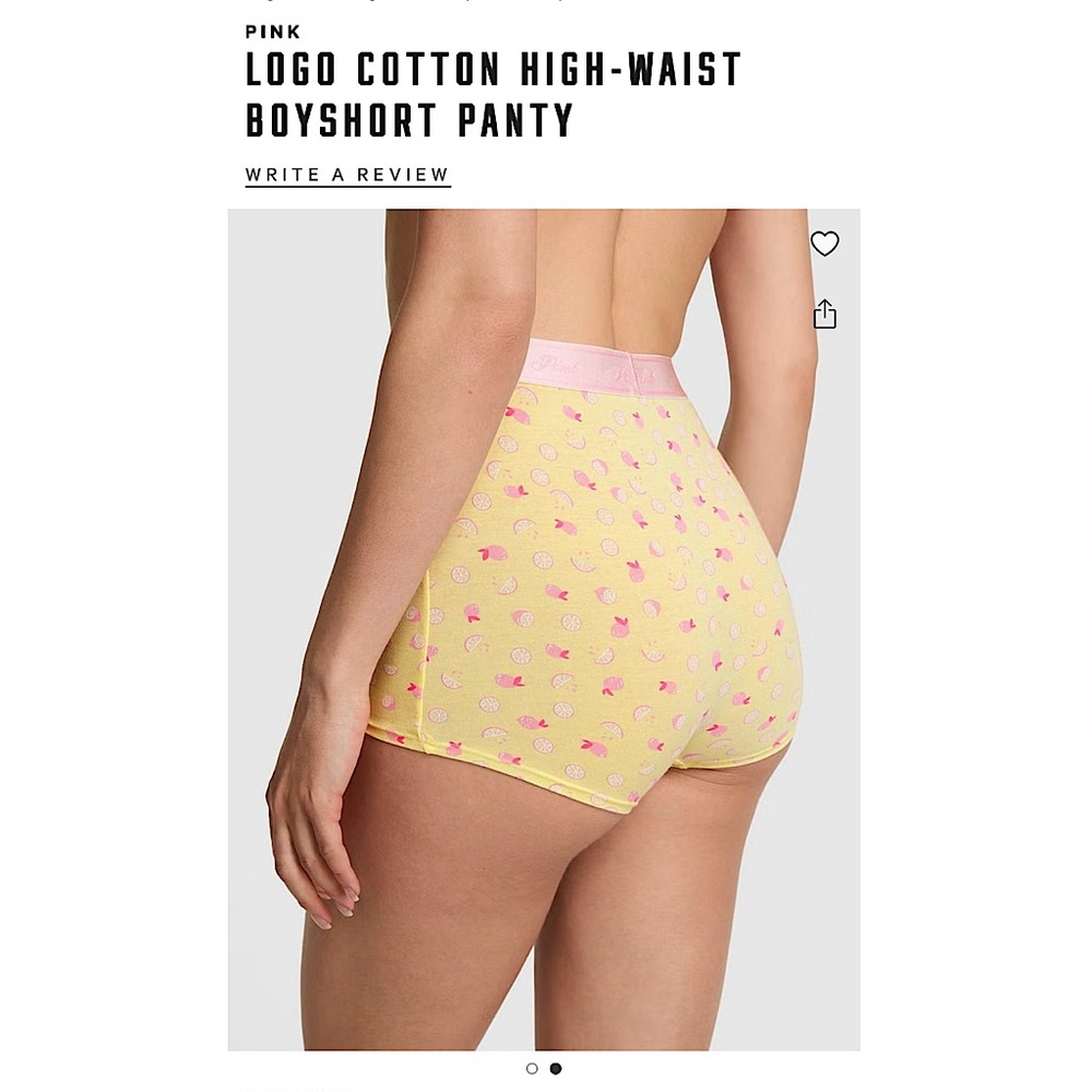 NWT Victoria Secret PINK Logo Cotton High Waist Boyshort Panty Yellow and Pink